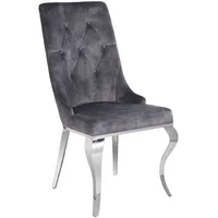 Riess-Ambiente Stuhl MODERN BAROCK - grau Samt mit silbernem