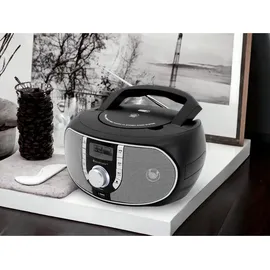 Soundmaster SCD1700SW tragbares DAB+ Radio mit CD-Player, MP3 Hörbuchfunktion, USB-Anschluss, UKW-Radio, Kopfhöreranschluss & CD/Radio-System - schwarz - Schwarz