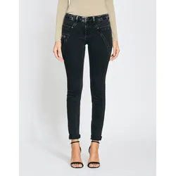Bikerjeans GANG "94Nele Biker", Damen, Gr. 33 (42), N-Gr, schwarz (fade washed), Denim/Jeans, Obermaterial: 64% Baumwolle, 20% Polyester, 14% Modal, 2% Elasthan, casual, skinny fit, Jeans