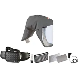 3M Speedglas Versaflo Einweg-Leichthaube S333S, mit integriertem Kopfhalterung, Grösse S/M mit Adflo Gebläse-Atemschutz mit Luftschlauch QRS, Adapter, Luftmengenmesser, Vorfilter, Funkensperre, Partikelfilter, Lithium-Ionen-Akku und Ladegerät