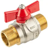 tecuro Kugelhahn, beidseitig Außengewinde G 1/2 Zoll (dn 15) Flügelgriff, Messing vernickelt,