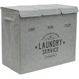 Dune Design 3 Fächer Wäschekorb mit Deckel - 84L Wäschesammler Faltbar - 60x30x50 Wäschebox