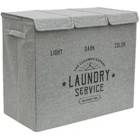 Dune Design 3 Fächer Wäschekorb mit Deckel - 84L Wäschesammler Faltbar - 60x30x50 Wäschebox