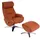 Mendler Relaxsessel mit Hocker HWC-K98, Fernsehsessel Sessel, Liegefunktion drehbar, Metall Echtleder/Kunstleder ~ braun