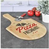 Spetebo Bambus Pizzabrett - Holz Pizzateller Pizza Schneidebrett Holzbrett Pizzaschieber
