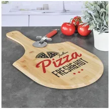 Spetebo Bambus Pizzabrett - Holz Pizzateller Pizza Schneidebrett Holzbrett Pizzaschieber