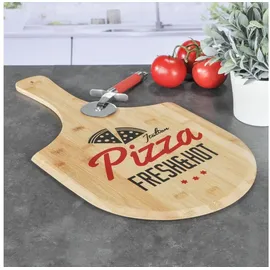 Spetebo Bambus Pizzabrett - Holz Pizzateller Pizza Schneidebrett Holzbrett Pizzaschieber