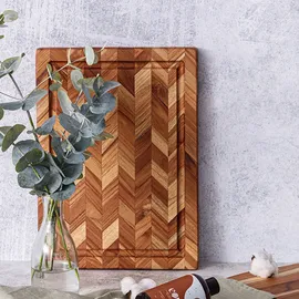 Teakhaus Herringbone Schneidebrett Teak 1-tlg. 46 x 36 x 2,5 cm Braun