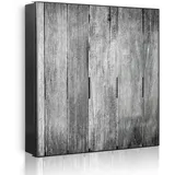 Banjado Großer Schlüsselkasten Metall 30x30cm Schwarz Scharnier Rechts 32 Haken Beschreibbar Magnetisch Motiv Holz Monochrom