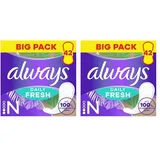 Always Daily Fresh Slipeinlagen Normal, mit 100% pflanzenbasierten Fasern, 42 Stück, ohne Duft (42 ks) (Packung mit 2)