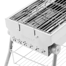 Royal Catering Holzkohlegrill - klappbar - Ablage - 53 x 26 cm - Edelstahl / Stahl -