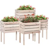 Outsunny Hochbeet Tannenholz, Kunststoff,