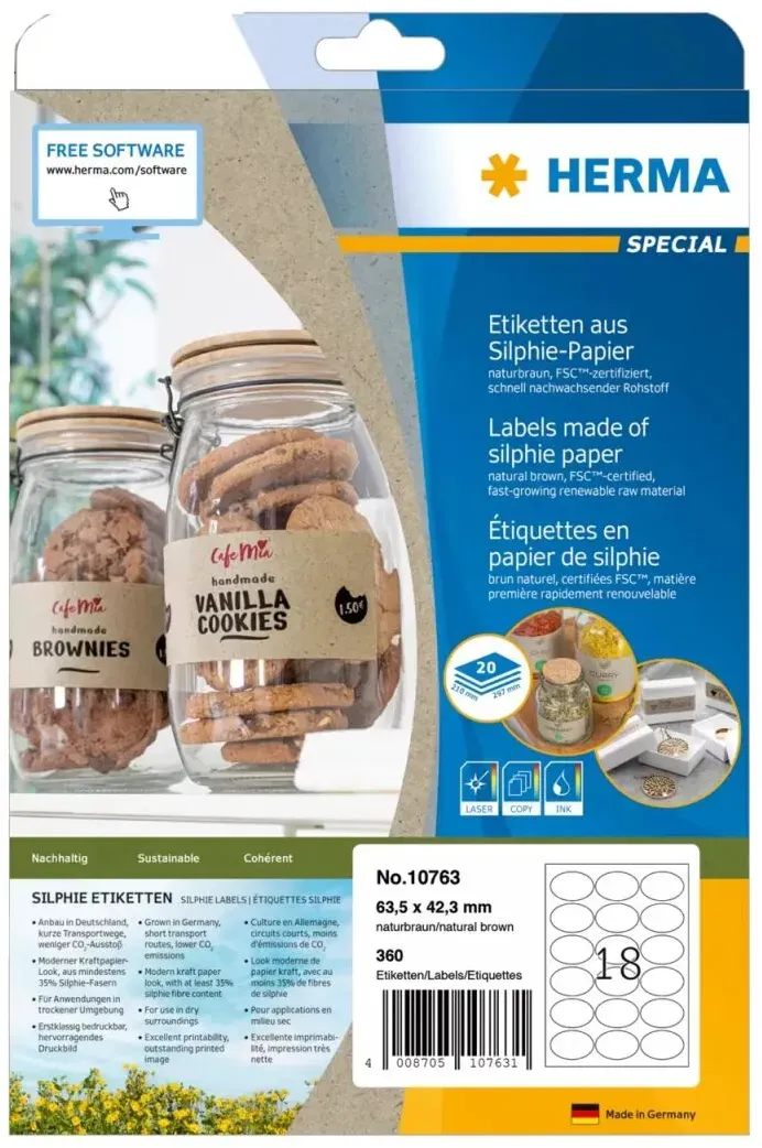 HERMA 10763 selbstklebendes Etikett Ellipse Permanent Braun 360 Stück(e)