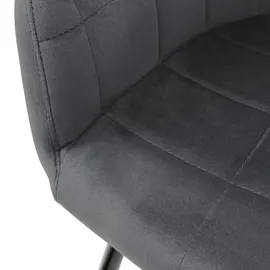 ECD Germany – Esszimmerstühle 2er Set Dunkelgrau | Samtbezug, Armlehnen, Metallbeine, ergonomische Esszimmer- & Küchenstühle