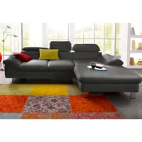 Ecksofa COTTA "Driver L-Form" Sofas Gr. B/H/T: 268cm x 73cm x 169cm, Kunstleder SOFTLUX, Recamiere rechts, mit Kopfteilverstellung-ohne Bettfunktion und Bettkasten, grau (fango) mit Kopfteilverstellung, wahlweise Bettfunktion und Bettkasten