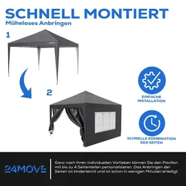 24move Seitenteile für Pavillon 2 Stück 2 x 3 m Grau