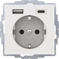 Berker Steckdose SCHUKO/USB A-C Q.1/Q.3, polarweiß samt 48046089