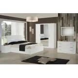 JVmoebel Schlafzimmer-Set Elegantes Schlafzimmer Set in Weiß aus robustem Holz mit Spiegel, (4-tlg., 4-teilig), Made in Europa weiß
