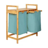 Lumaland Wäschekorb aus Bambus mit 2 ausziehbaren Wäschesäcken |