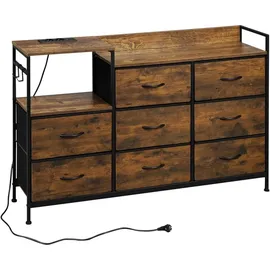 Woltu Schubladenkommode 8 Schubladen Vintagebraun / Schwarz