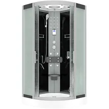 AcquaVapore Komplettdusche mit Schiebetür 100 x 215 cm Schwarz Sicherheitsglas D58-23M0