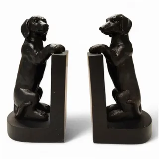 FTWdesign Buchstütze Dackel Hunde Buchständer in Schwarz im 2er-Set