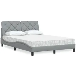 Bett mit Matratze – Hellgrau, 140x200 cm, Stoff – Komfort & modernes Design