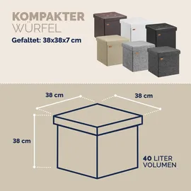 CASARIA Casaria® Faltbarer Sitzhocker mit Stauraum Grau