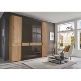 Wiemann Drehtürenschrank WIEMANN "Cardiff", braun (glas mocca), B:246,3cm H:236cm T:58cm, Floatglas, Hartfaserplatte, Holzwerkstoff, Massivholz, Schränke, Drehtürenschrank, inkl. Türdämpfung