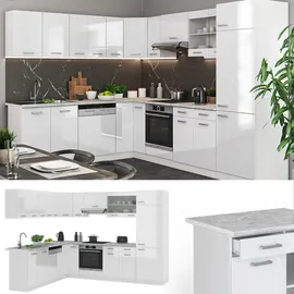 Vicco Winkelküche R-Line L-Form 227 x 287 cm Weiß Hochglanz