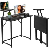JEOBEST Computertisch Laptoptisch Kleiner Faltbarer Schreibtisch, Schmaler Computertisch, Platzsparend 80 x 45 x 74cm schwarz