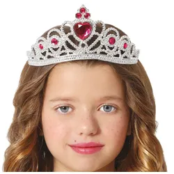 Herz Prinzessin Tiara silber-rot - OS