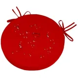 Generisch Outdoor Rund Sitzkissen 35x35x5 cm, wasserdichte Farbechte Gartenstuhl Stuhlkissen Rund mit Bändern und Waschbarem Bezug, Rundes Sitzpolster für Küche Esszimmer Garten Terrassen Bistro, Rot