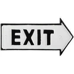 Relaxdays Exit Schild, Dekoschild für Wand & Tür, Antik-Design, Pfeil rechts, Beschilderung, Gusseisen, weiß/schwarz