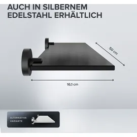 ovimar Badablage Flakstadoy | Edelstahl | schwarz matt | Glasablage zum Bohren | schwarz matt | hängend im Bad oder in der Küche | zur Ablage ode...