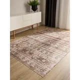 benuta Basic Waschbarer Teppich George - Braun 200x300 cm - Kunstfaser - Rechteckig & im Style: Vintage, Elegant, Retro - Pflegeleicht für Wohnzimmer Schlafzimmer