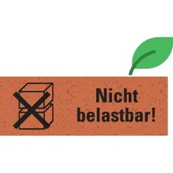 Aufkleber I Warnetikett Nicht belastbar!, rot, Graspapier, selbstklebend, 147x50mm, 6/Bogen