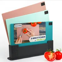 Hi 3-teiliges Schneidebrett-Set mit Ständer – Türkis