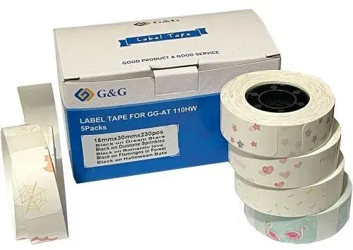 GG Etikettenrolle 5er Set mit verschiedenen Muster 15x30mm