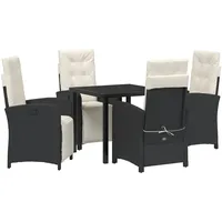 vidaXL Garten Essgruppe mit Kissen Schwarz Poly-Rattan - Schwarz