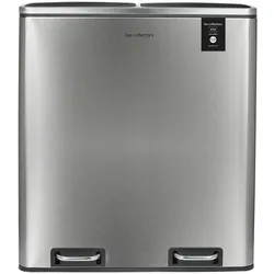 Les Collectors Küchen-Recycling-Behälter, N°904 / 60L / 2x30L / Mülltrennung / Edelstahl / Silber