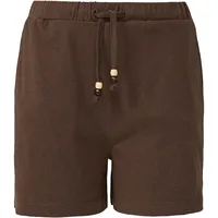 S.Oliver - Jersey-Shorts mit Elastikbund und Schmuckperlen, Damen, braun,