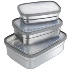 Lunchbox MAXIMEX "Edelstahl", silber (silberfarben), B:13,5cm H:4cm L:9,5cm, Edelstahl, Lebensmittelaufbewahrungsbehälter, Brotdosen in 3 Größen, luftdichte Deckel, spülmaschinengeeignet