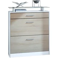 Vladon Schuhschrank, Eiche San Remo, Holzwerkstoff, 89x104x23 cm, Garderobe,