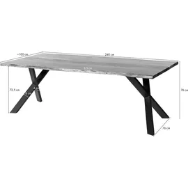 MASSIVMOEBEL24.DE Baumtisch Akazie 240 x 76 x 100 cm natur lackiert/schwarz