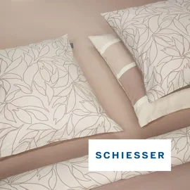 SCHIESSER Leaves Floral Taupe 135 x 200 cm + 80 x 80 cm