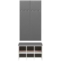 Feldmann-Wohnen Garderoben-Set, Weiß, Holz, Rechteckig, 80x200x42 cm, Garderobe, Garderoben-Sets