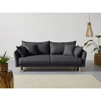 Schlafsofa HOME AFFAIRE "Granbo" Sofas Gr. B/H/T: 228cm x 95cm x 104cm, Struktur fein, mit Bettfunktion-mit Bettkasten, grau (anthrazit) incl. Bettfunktion und Bettkasten, Federkern-Polsterung, Seitentasche