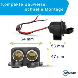 CARTREND 10448 Steckdose Auto, Wohnwagen und Reisemobil 2-Port mit Kabel, 8000 mA