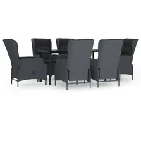 VidaXL 7-tlg. Garten-Essgruppe Dunkelgrau Poly Rattan